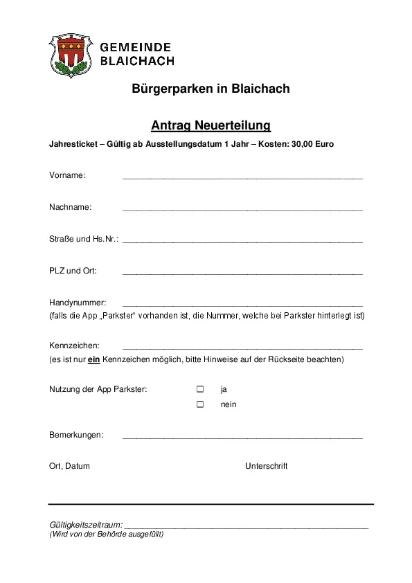 Antrag Bürger-Parkticket