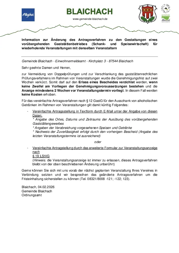 Info zum geänderten Antragsverfahren für Gestattungen zu wiederholenden Veranstaltungen