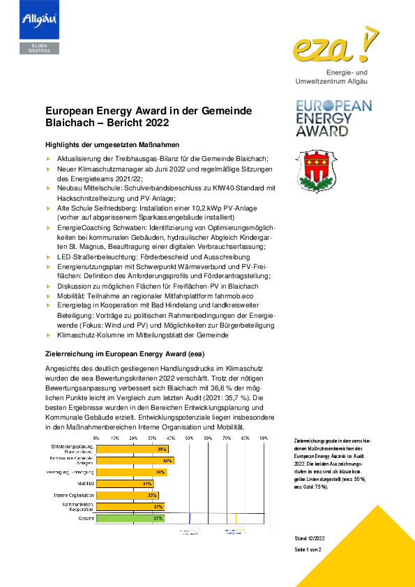 European Energy Award Bericht Gemeinde Blaichach