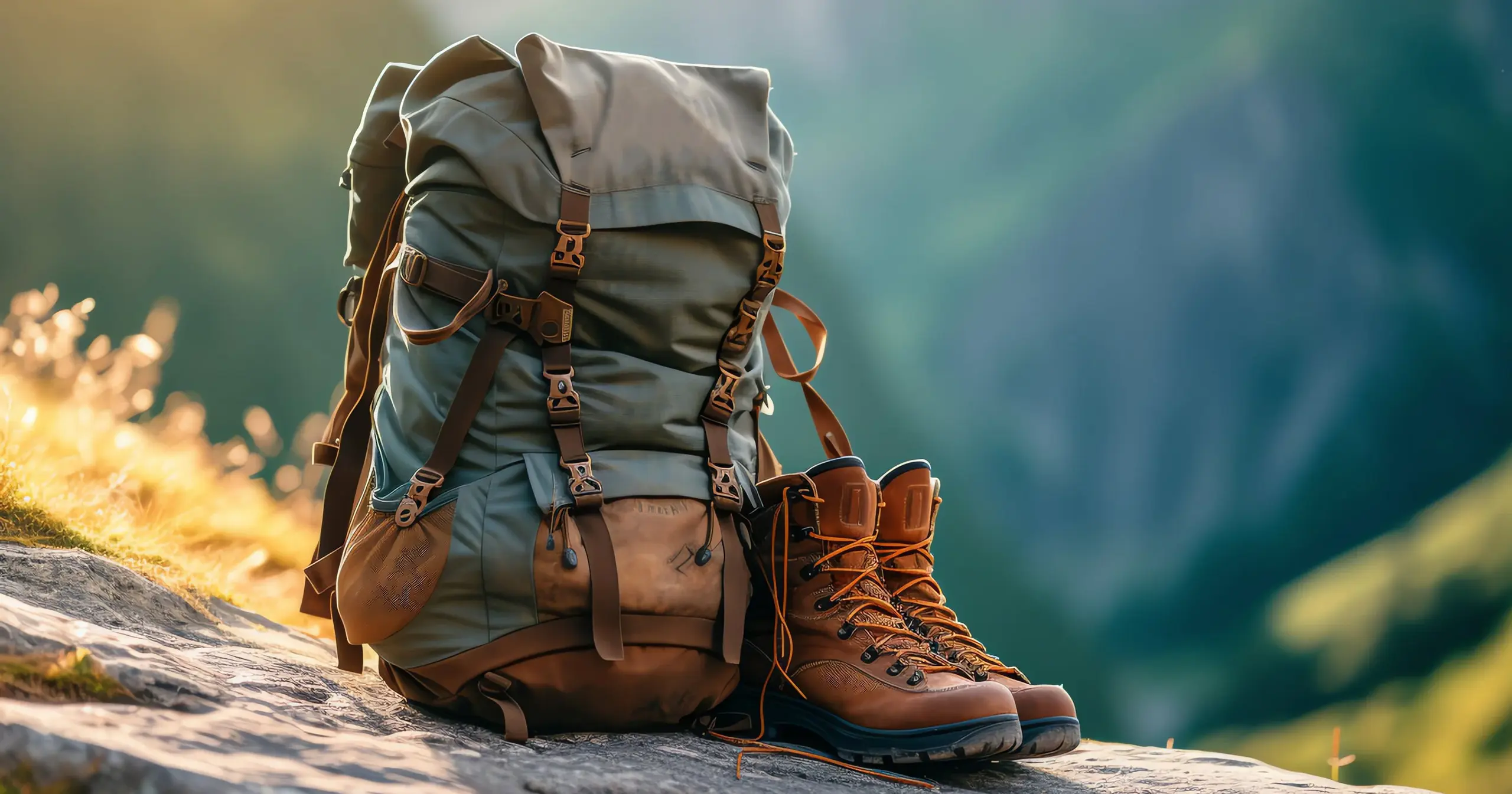 Rucksack und Wanderschuhe