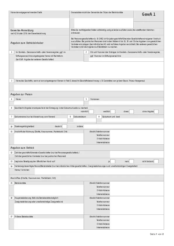Gewerbeanmeldung